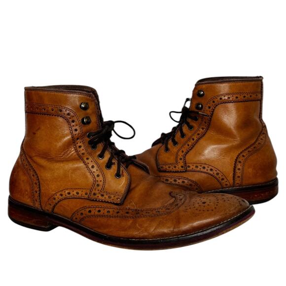 Vintage Johnston & Murphy Wingtip Boots Brown Leather Brogue Size 8 main image 8